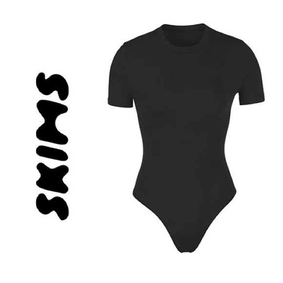 SKIMS Tops - SKIMS Cotton Jersey T-Shirt Bodysuit in Soot (Black) Size S